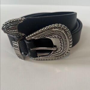 B-low the Belt Black Leather Belt with Silver Buckle